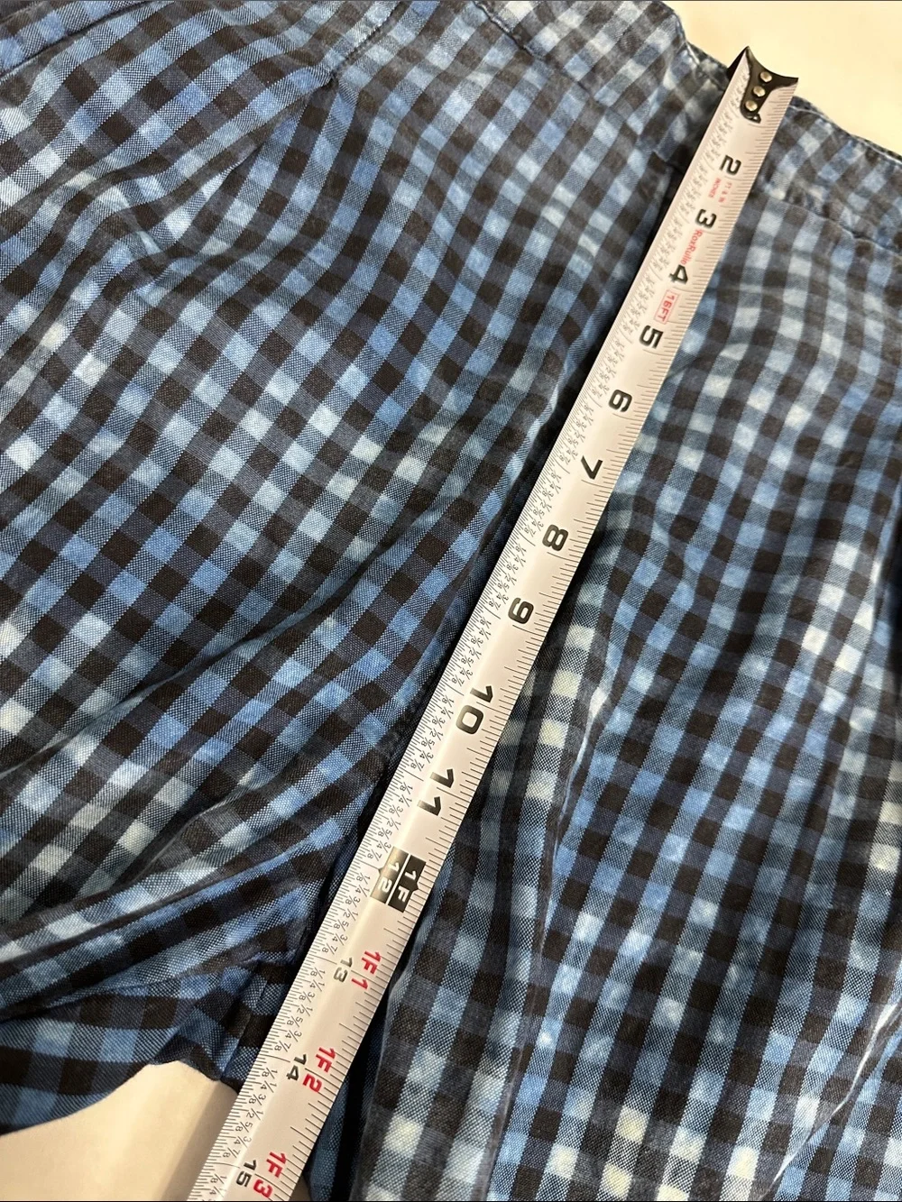 Anthropologie Maeve Avryl Bleached Gingham Pants Blue Size‎ 6 High Rise Tapered